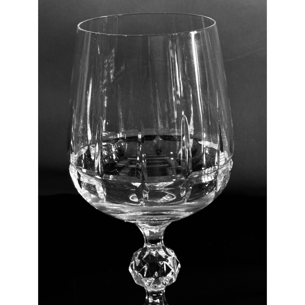 Bohemian Crystal Crystalex Water Goblets Set of 3 Cut Glass Faceted Stem 6 5/8" - Picture 11 of 13